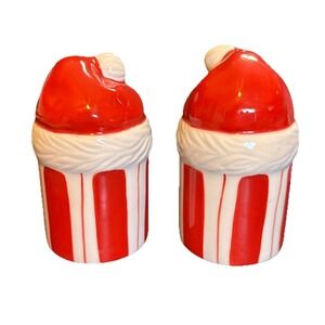 Department 56 Santa Hat Salt‎ and Pepper Shakers Christmas Holiday Decor